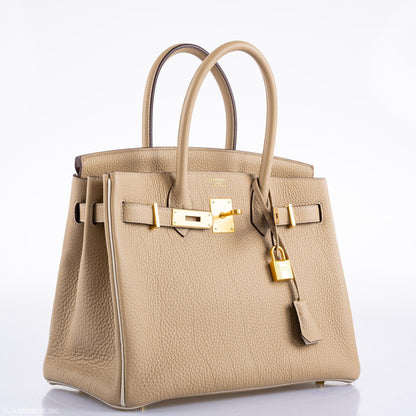 Hermes Birkin 30 HSS Trench & Craie Piping Togo Brushed Gold Hardware - 2016, X - image 10