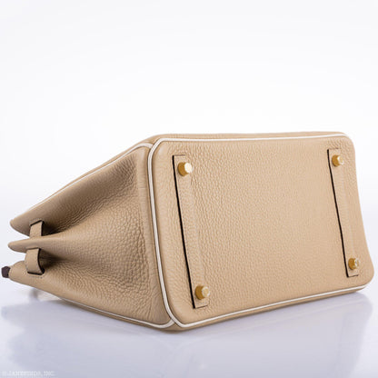 Hermes Birkin 30 HSS Trench & Craie Piping Togo Brushed Gold Hardware - 2016, X - image 12