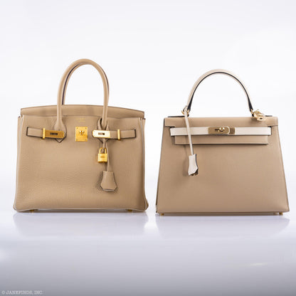 Hermes Birkin 30 HSS Trench & Craie Piping Togo Brushed Gold Hardware - 2016, X - image 13