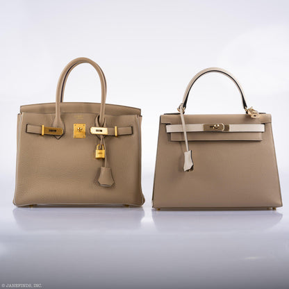 Hermes Birkin 30 HSS Trench & Craie Piping Togo Brushed Gold Hardware - 2016, X - image 3