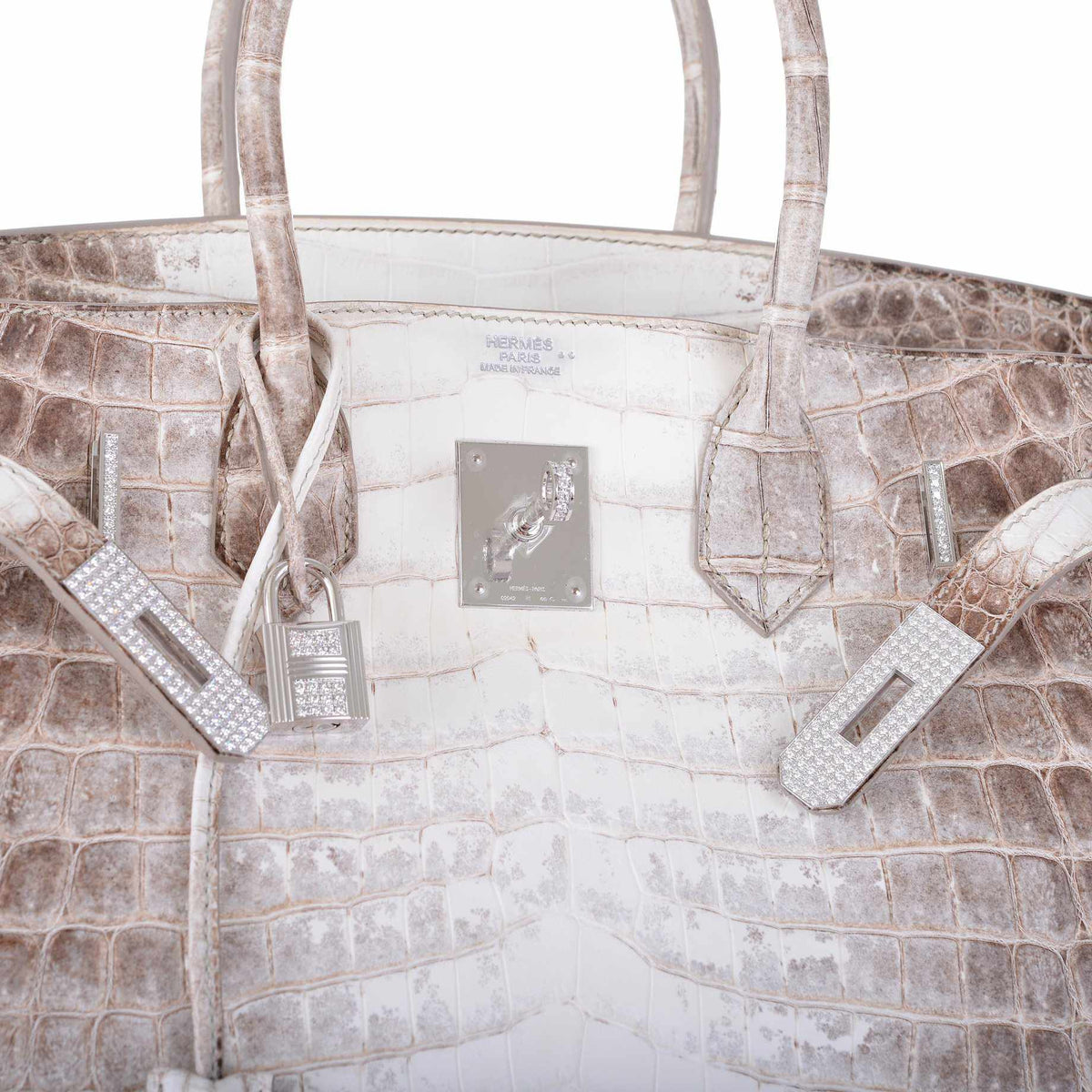 Hermes Birkin 30 Matte Himalayan Niloticus Crocodile with Diamonds & White Gold Hardware - image 25