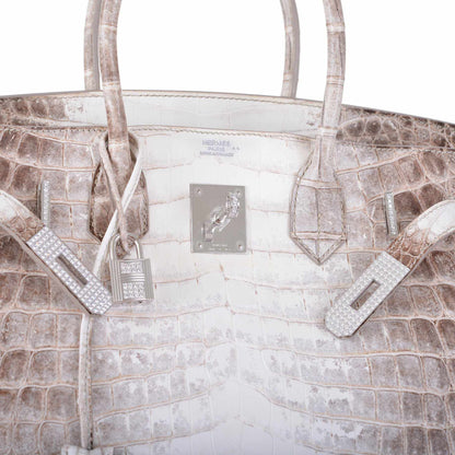 Hermes Birkin 30 Matte Himalayan Niloticus Crocodile with Diamonds & White Gold Hardware - image 25