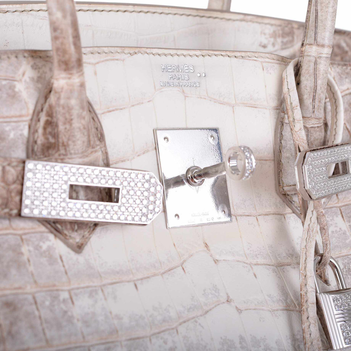 Hermes Birkin 30 Matte Himalayan Niloticus Crocodile with Diamonds & White Gold Hardware - image 6
