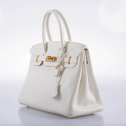 Hermes Birkin 30 White Clemence with Gold Hardware - 2016, X - image 4