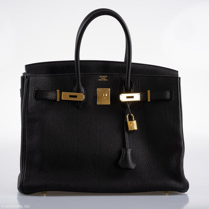 Hermès Birkin 35 Black Clemence Leather Gold Hardware - Square N - photo 8