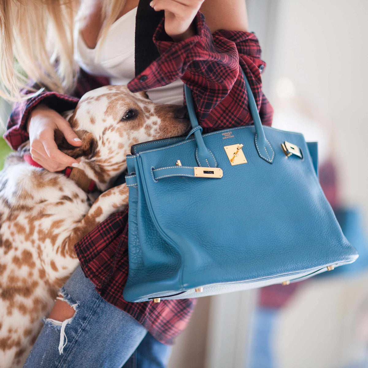 Hermes Birkin 35 Blue Jean Togo with Palladium Hardware - 2008, K Square - image 3
