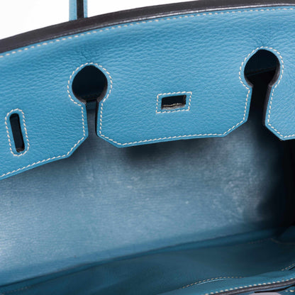 Hermes Birkin 35 Blue Jean Togo with Palladium Hardware - 2008, K Square - image 6