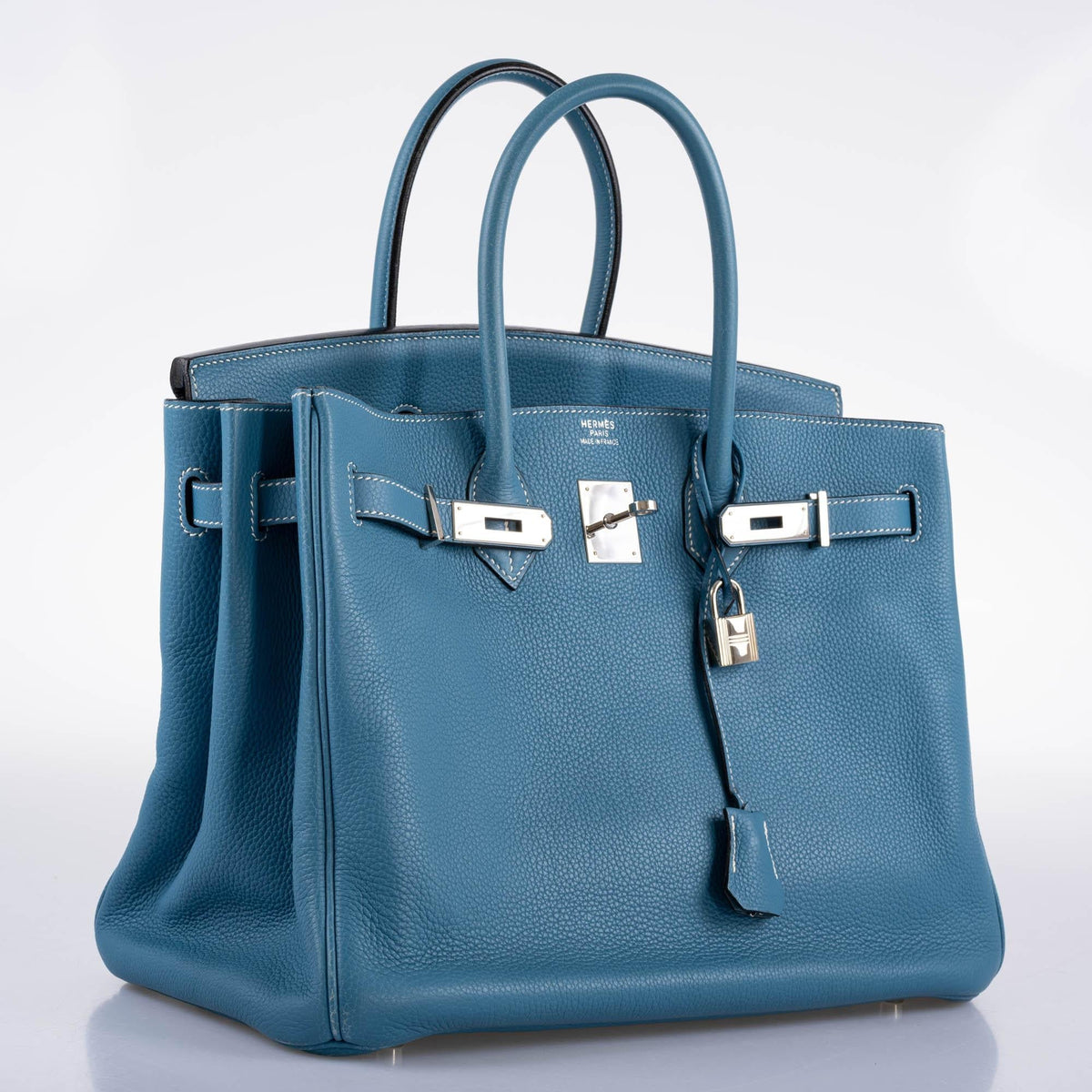 Hermes Birkin 35 Blue Jean Togo with Palladium Hardware - 2008, K Square - image 8