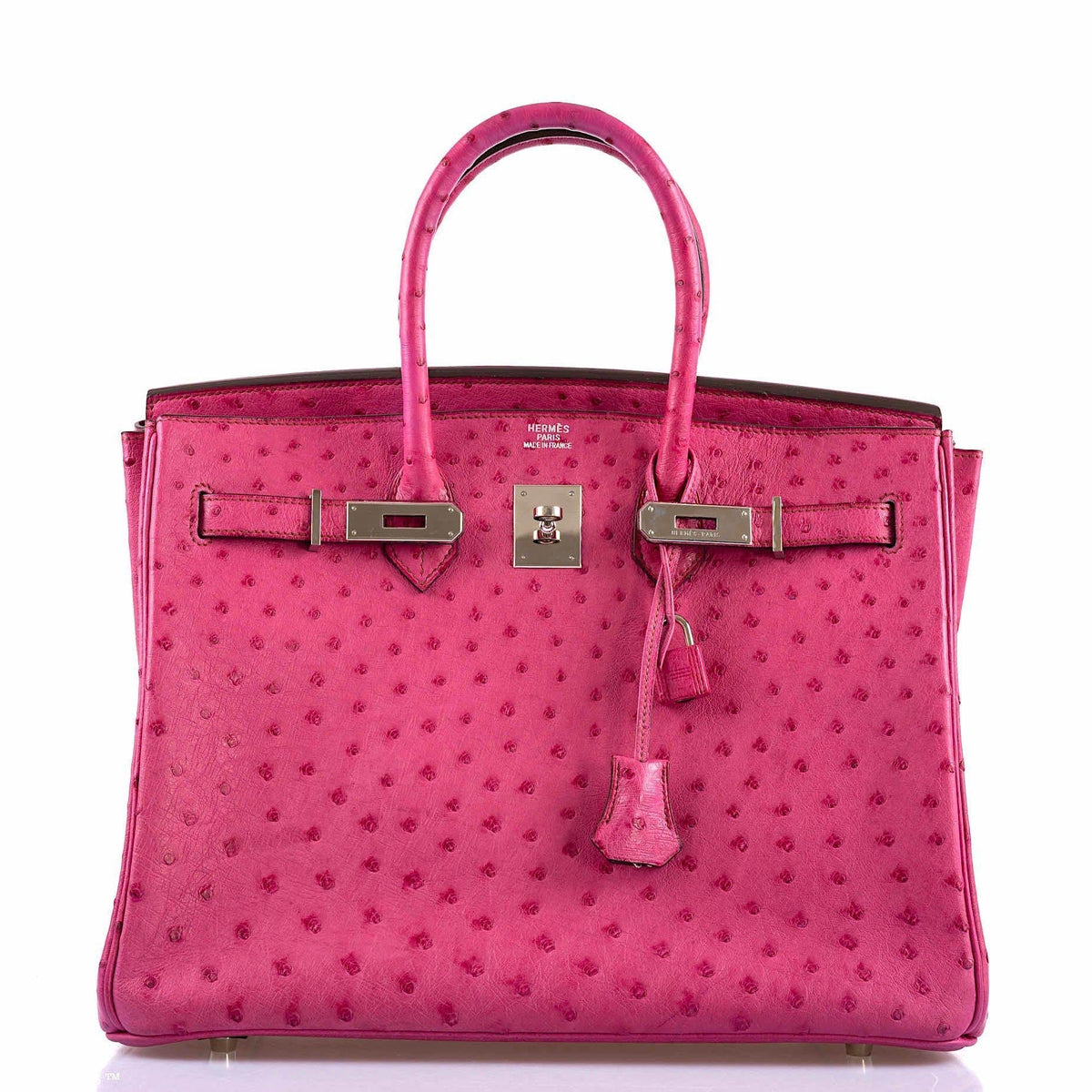 Hermes Birkin 35 Fuchsia Ostrich with Palladium Hardware - 2004, H Square - image 11