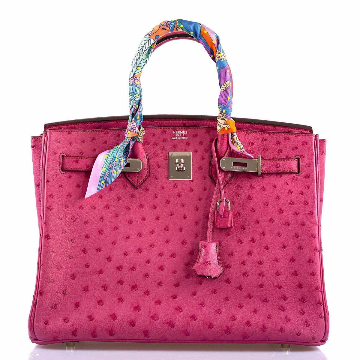 Hermes Birkin 35 Fuchsia Ostrich with Palladium Hardware - 2004, H Square - image 13