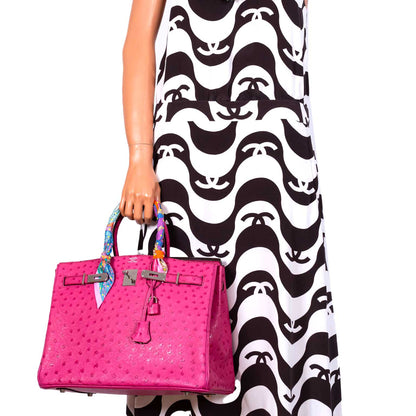 Hermes Birkin 35 Fuchsia Ostrich with Palladium Hardware - 2004, H Square - image 2