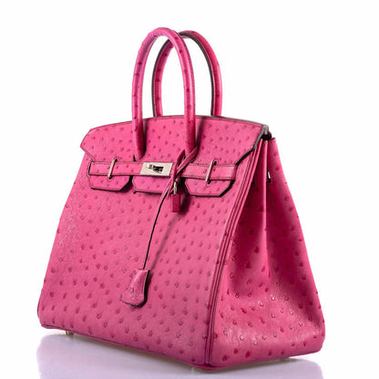 Hermes Birkin 35 Fuchsia Ostrich with Palladium Hardware - 2004, H Square - image 4