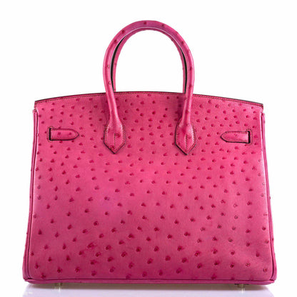 Hermes Birkin 35 Fuchsia Ostrich with Palladium Hardware - 2004, H Square - image 5