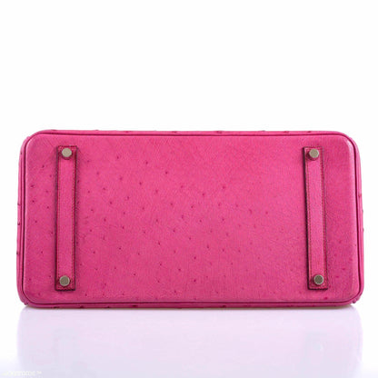 Hermes Birkin 35 Fuchsia Ostrich with Palladium Hardware - 2004, H Square - image 6