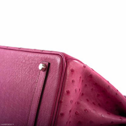 Hermes Birkin 35 Fuchsia Ostrich with Palladium Hardware - 2004, H Square - image 8