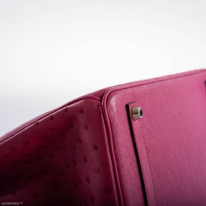 Hermes Birkin 35 Fuchsia Ostrich with Palladium Hardware - 2004, H Square - image 9