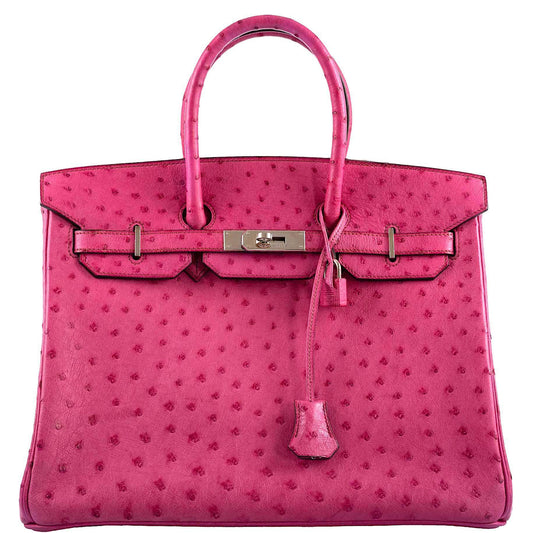 Hermes Birkin 35 Fuchsia Ostrich with Palladium Hardware - 2004, H Square - image 1