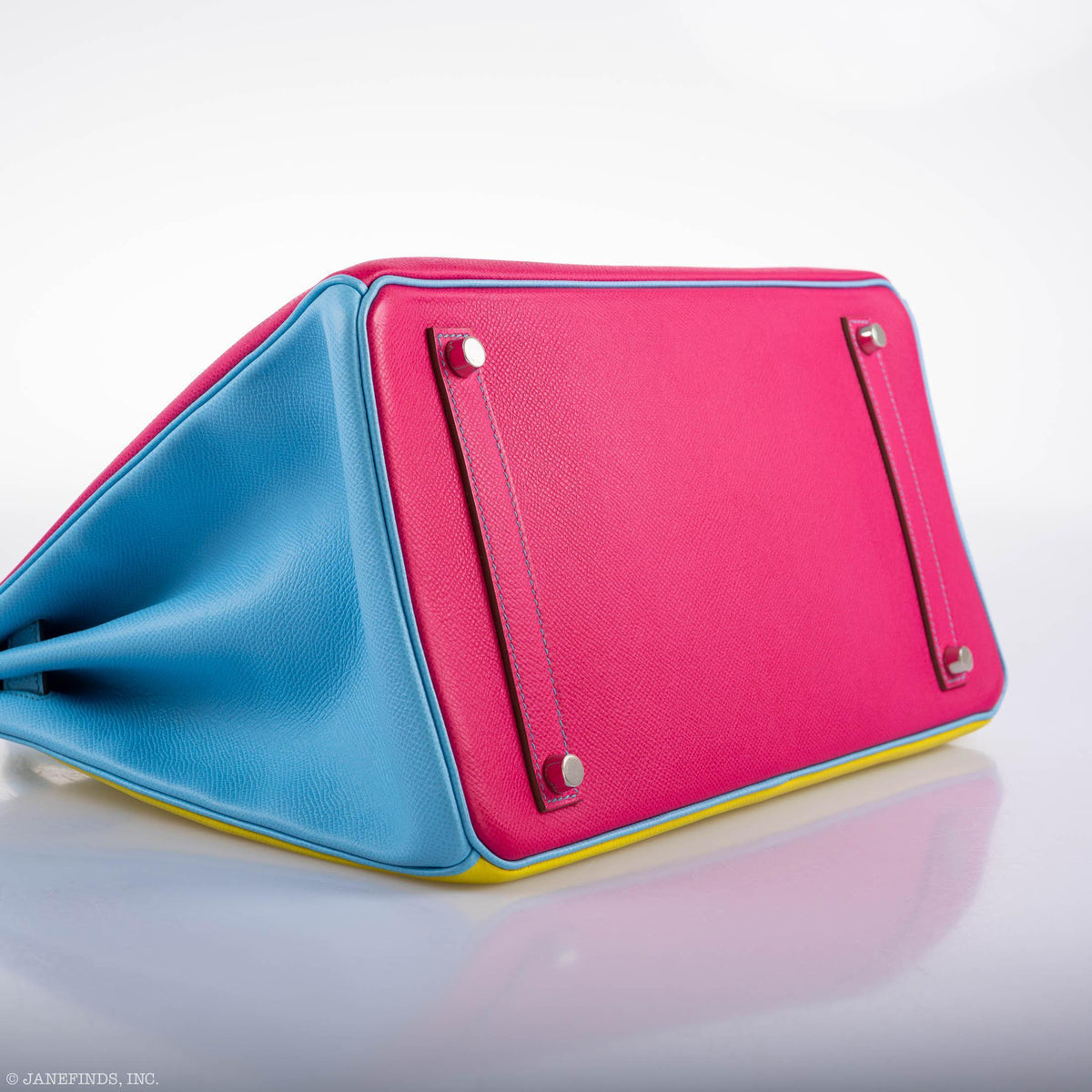 Hermès Birkin 35 HSS Rose Tyrien, Blue Celeste, Lime Epsom Palladium Hardware - 2011, O - photo 6
