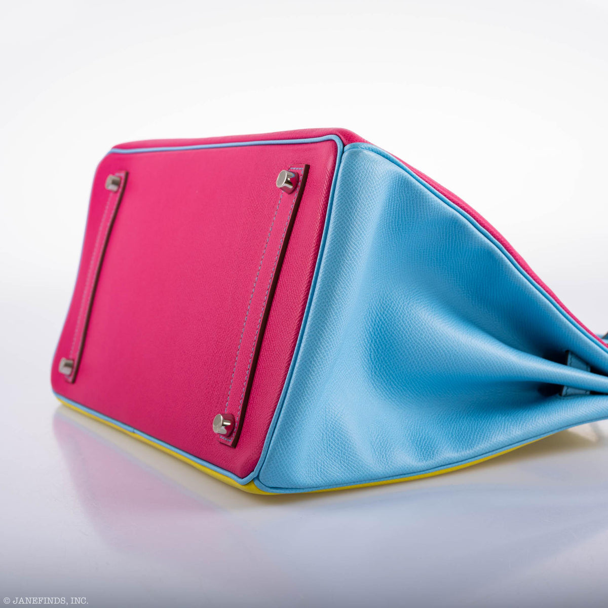 Hermès Birkin 35 HSS Rose Tyrien, Blue Celeste, Lime Epsom Palladium Hardware - 2011, O - photo 7