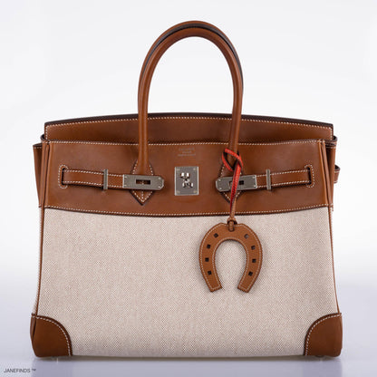 Hermès Birkin 35 Toile & Barenia with Palladium Hardware - 2009, M Square - photo 12