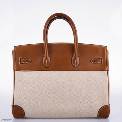Hermès Birkin 35 Toile & Barenia with Palladium Hardware - 2009, M Square - photo 15