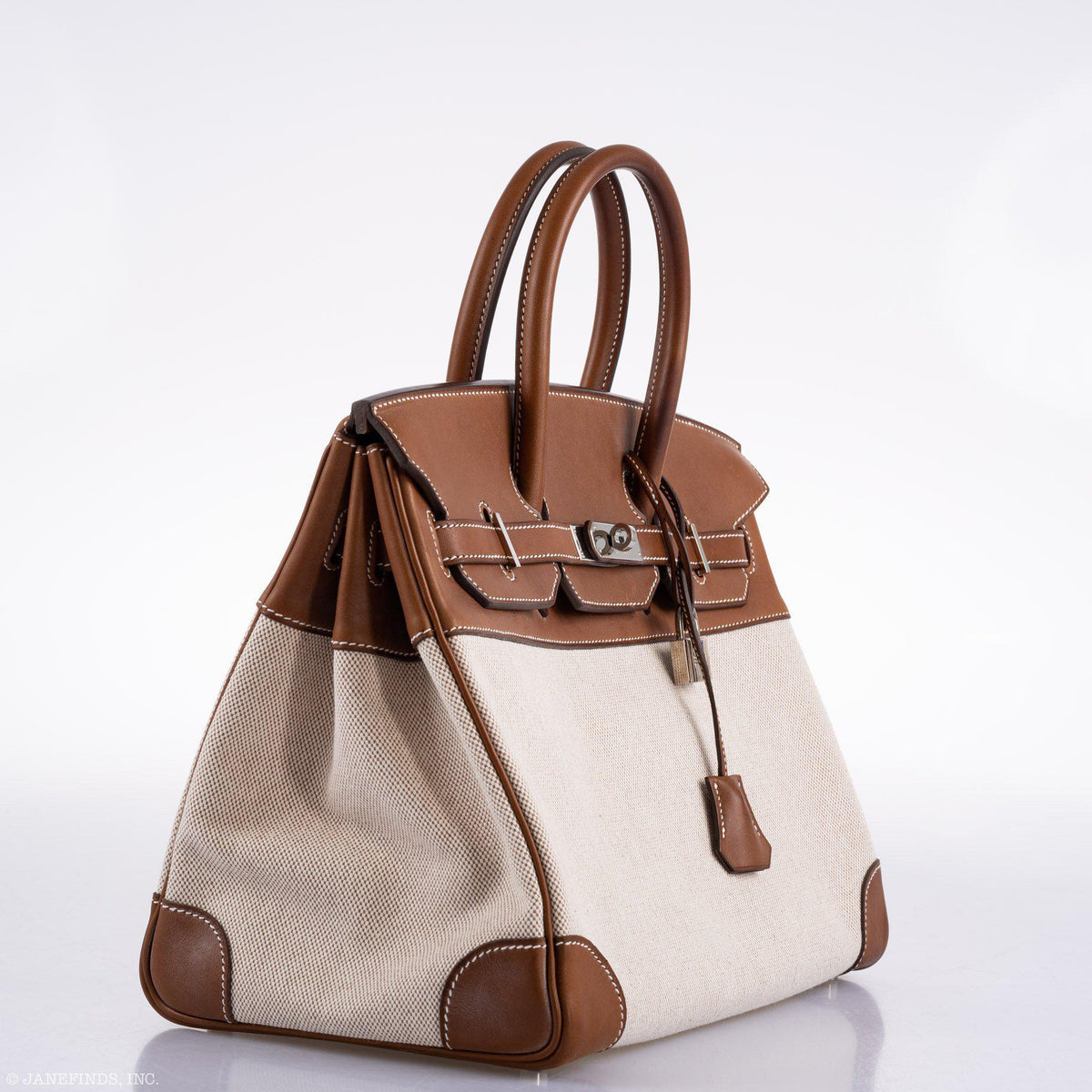 Hermès Birkin 35 Toile & Barenia with Palladium Hardware - 2009, M Square - photo 3