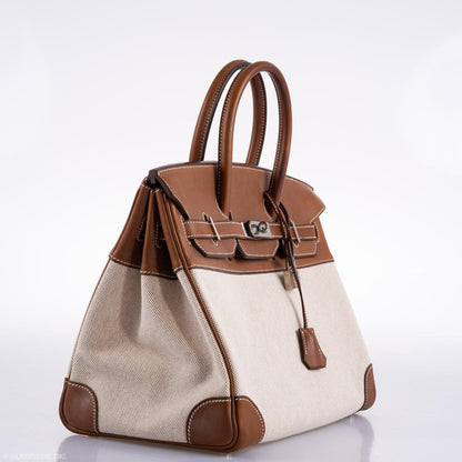 Hermès Birkin 35 Toile & Barenia with Palladium Hardware - 2009, M Square - photo 3
