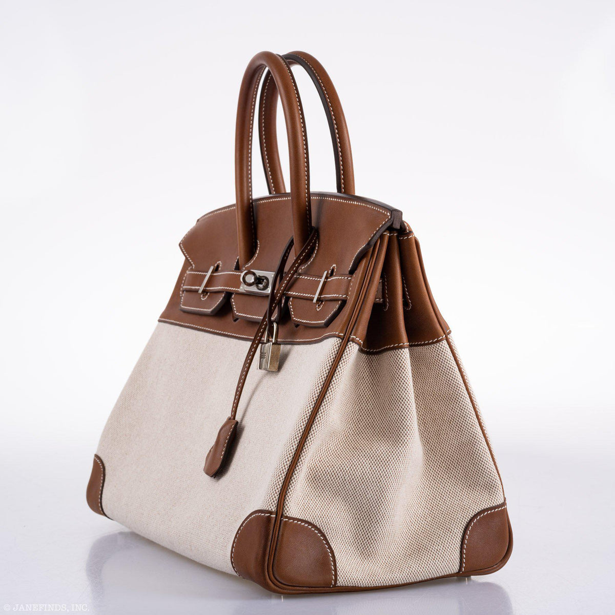 Hermès Birkin 35 Toile & Barenia with Palladium Hardware - 2009, M Square - photo 4