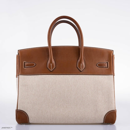 Hermès Birkin 35 Toile & Barenia with Palladium Hardware - 2009, M Square - photo 6