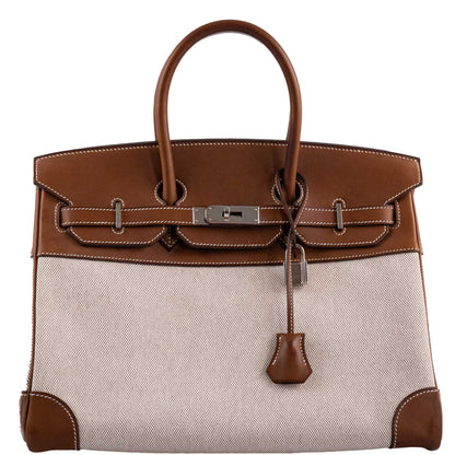 Hermès Birkin 35 Toile & Barenia with Palladium Hardware - 2009, M Square - photo 1