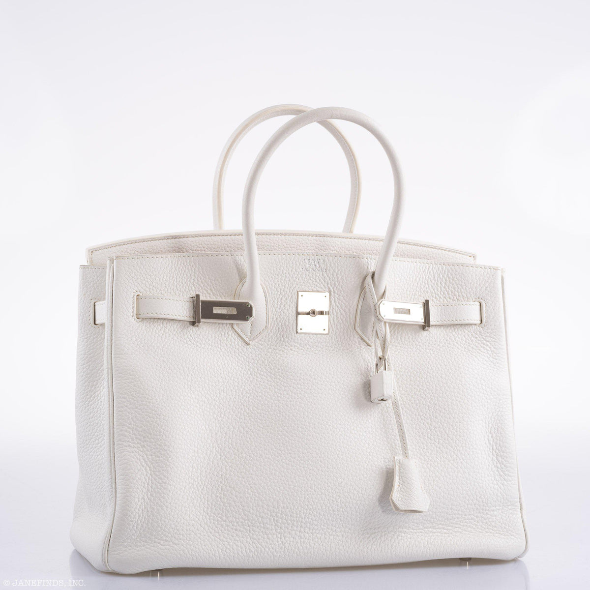 Hermes Birkin 35 White Clemence leather Palladium Hardware - N Square - image 10