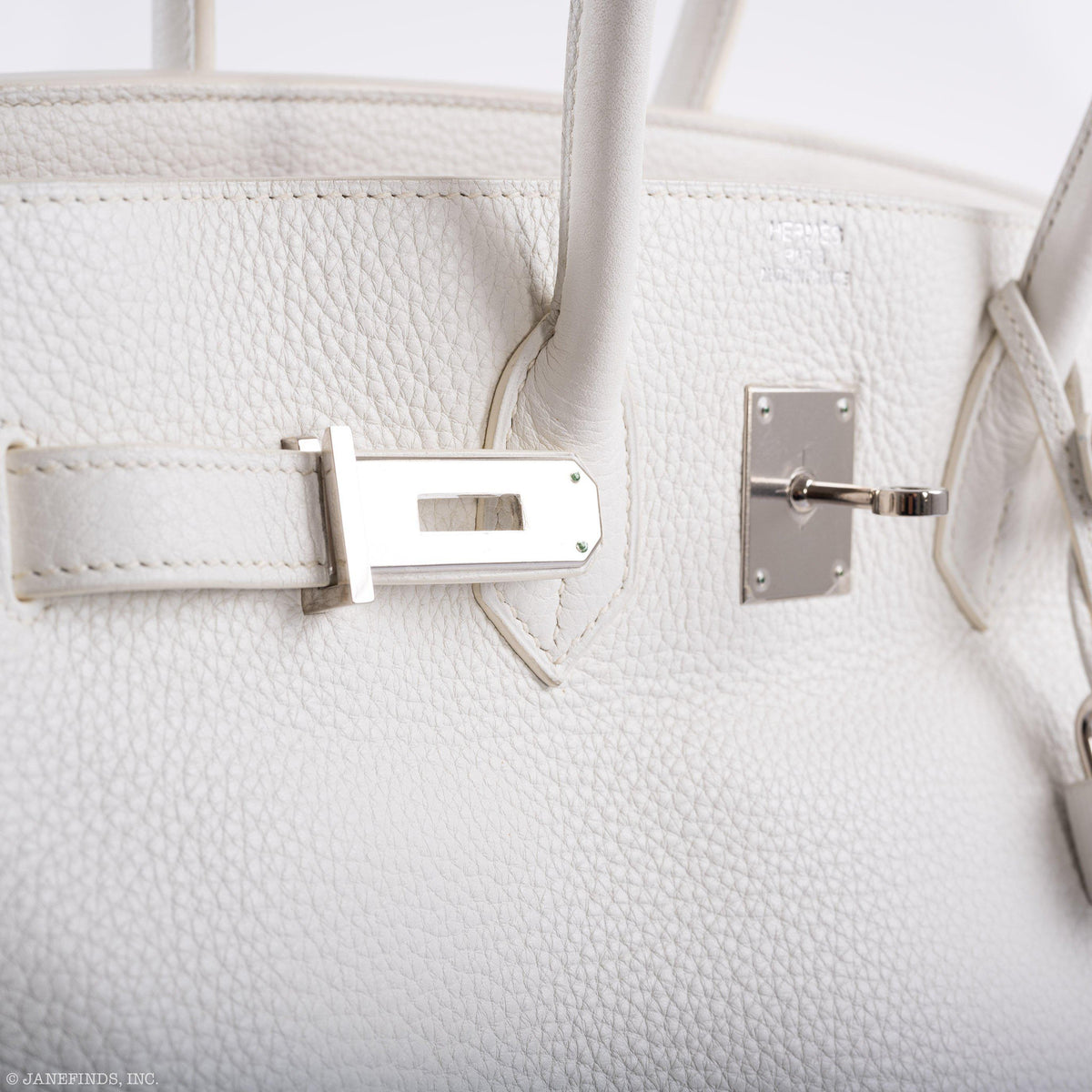 Hermes Birkin 35 White Clemence leather Palladium Hardware - N Square - image 11