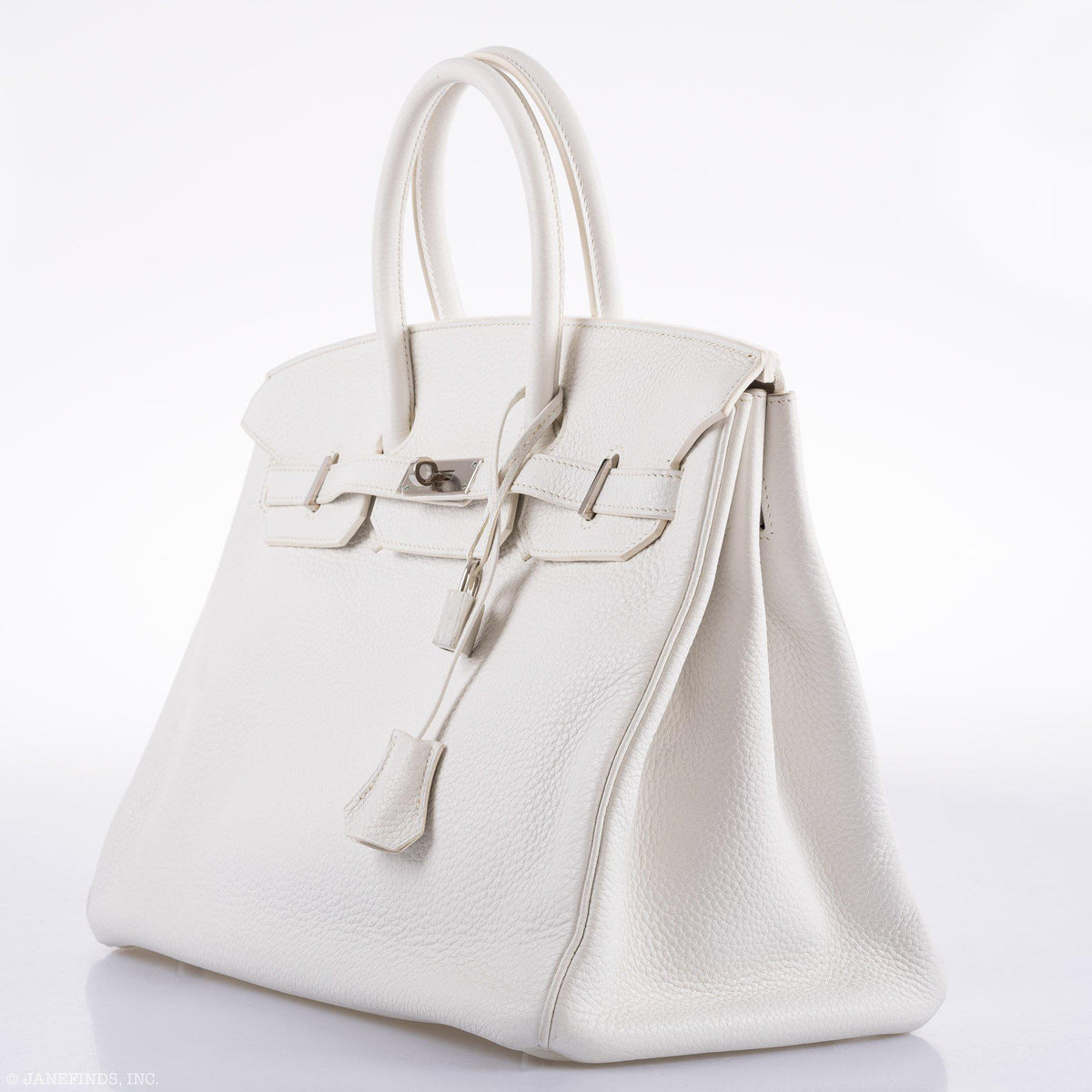 Hermes Birkin 35 White Clemence leather Palladium Hardware - N Square - image 4