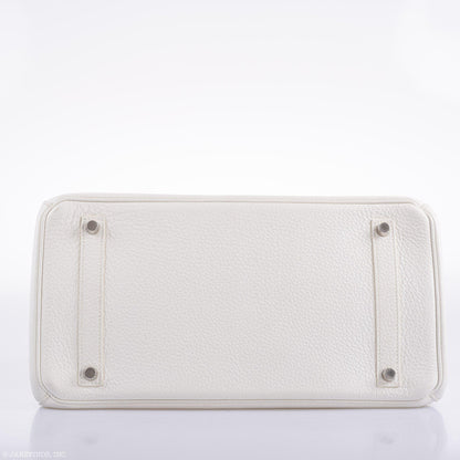 Hermes Birkin 35 White Clemence leather Palladium Hardware - N Square - image 5