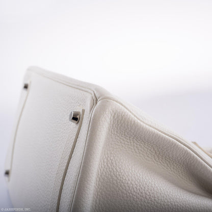 Hermes Birkin 35 White Clemence leather Palladium Hardware - N Square - image 7