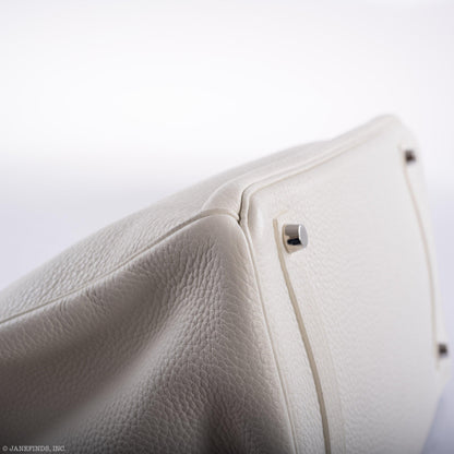 Hermes Birkin 35 White Clemence leather Palladium Hardware - N Square - image 8