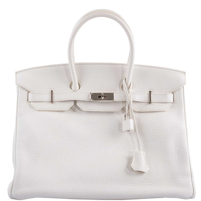 Hermes Birkin 35 White Clemence leather Palladium Hardware - N Square - image 1