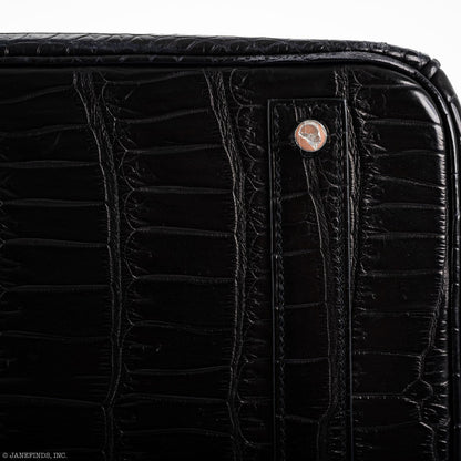 Hermès Birkin 40 Black Matte Porosus Crocodile Palladium Hardware - photo 13