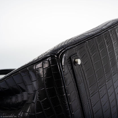 Hermès Birkin 40 Black Matte Porosus Crocodile Palladium Hardware - photo 14