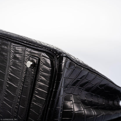 Hermès Birkin 40 Black Matte Porosus Crocodile Palladium Hardware - photo 15