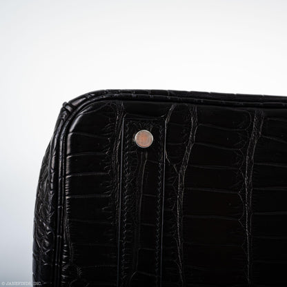 Hermès Birkin 40 Black Matte Porosus Crocodile Palladium Hardware - photo 19