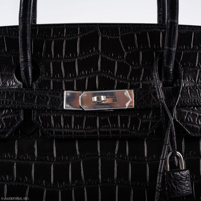 Hermès Birkin 40 Black Matte Porosus Crocodile Palladium Hardware - photo 20