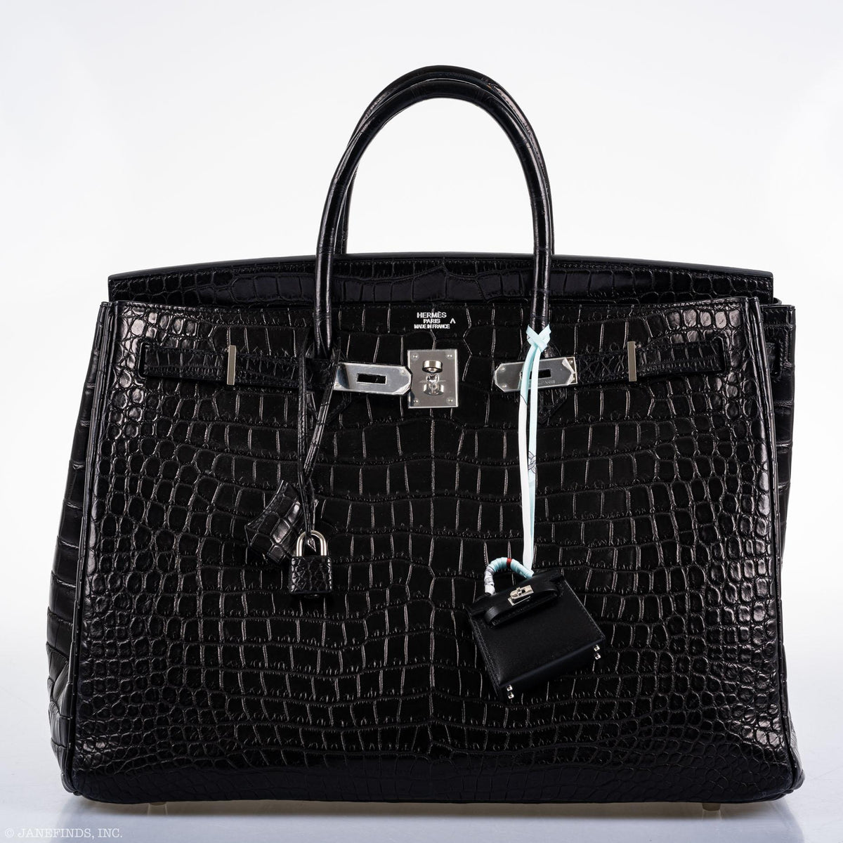 Hermès Birkin 40 Black Matte Porosus Crocodile Palladium Hardware - photo 8