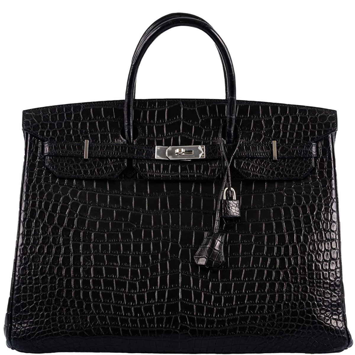 Hermès Birkin 40 Black Matte Porosus Crocodile Palladium Hardware - photo 1