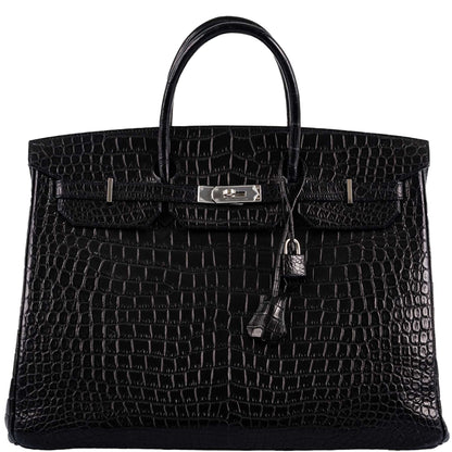 Hermès Birkin 40 Black Matte Porosus Crocodile Palladium Hardware - photo 1