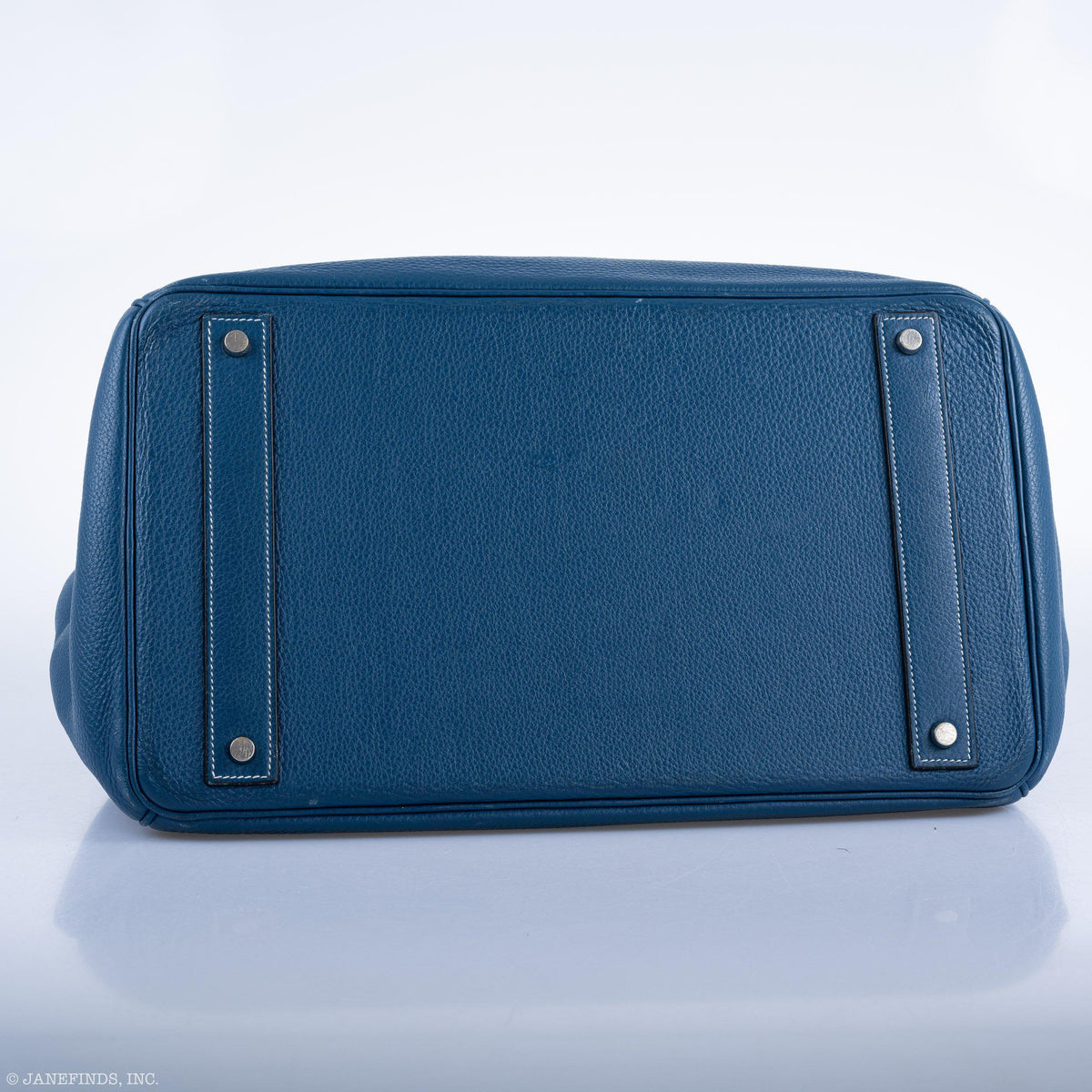 Hermes Birkin 40 HAC Blue Thalassa Togo & White Stitching Palladium Hardware - 2003, G Square - image 10