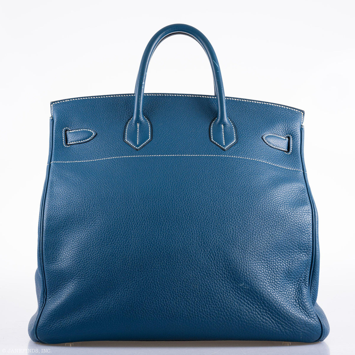 Hermes Birkin 40 HAC Blue Thalassa Togo & White Stitching Palladium Hardware - 2003, G Square - image 6
