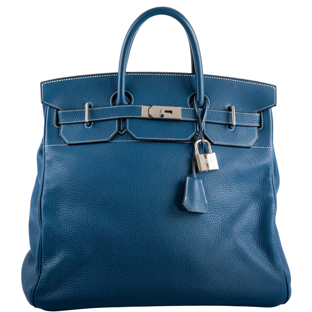 Hermes Birkin 40 HAC Blue Thalassa Togo & White Stitching Palladium Hardware - 2003, G Square - image 1
