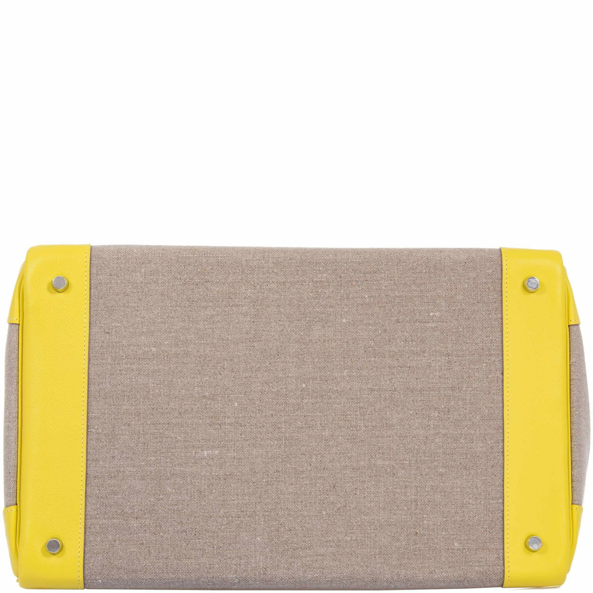 Hermes Birkin 40 HAC Lime & Ficelle Evercolor Toile De Camp Palladium Hardware - image 5