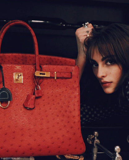 Hermes Birkin 40 Rouge Vif Ostrich with Gold Hardware - 1993, W Circle - image 15